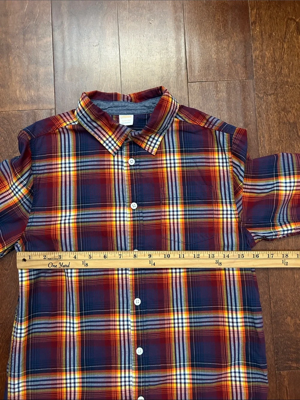 Gymboree Kid’s Plaid Button-Down Shirt in Navy, Red& Yellow, Size L (10-12)